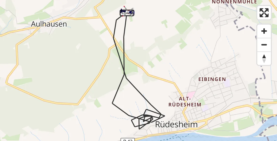 Flugroute Polizeihubschrauber Rüdesheim - Rüdesheim, 20 März 2026, 11:04