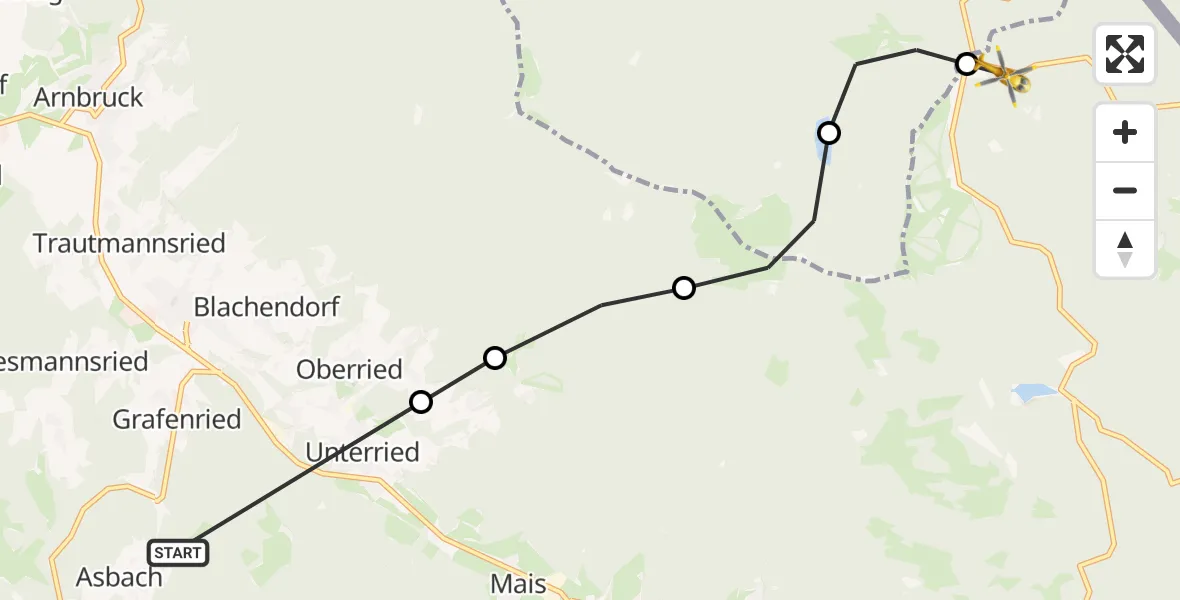 Routekaart van de vlucht: Rettungshubschrauber nach Neuhütte, Brennesstraße