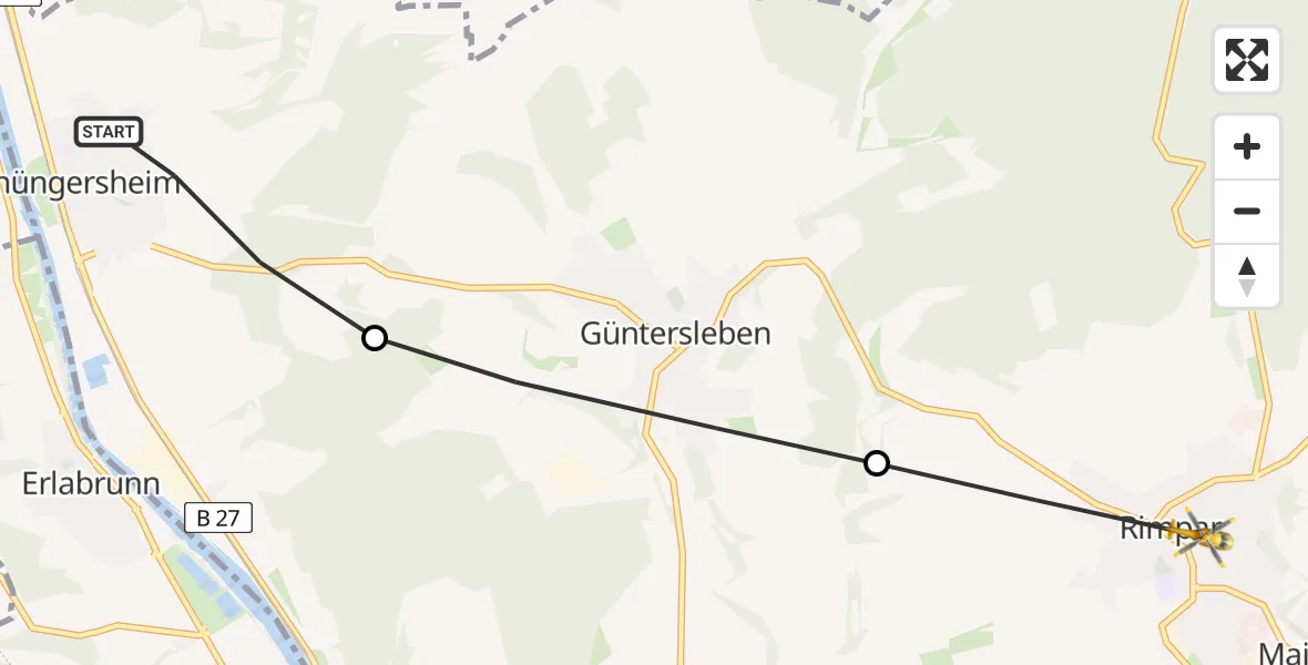 Routekaart van de vlucht: Rettungshubschrauber nach Maidbronn, Steinbruchweg