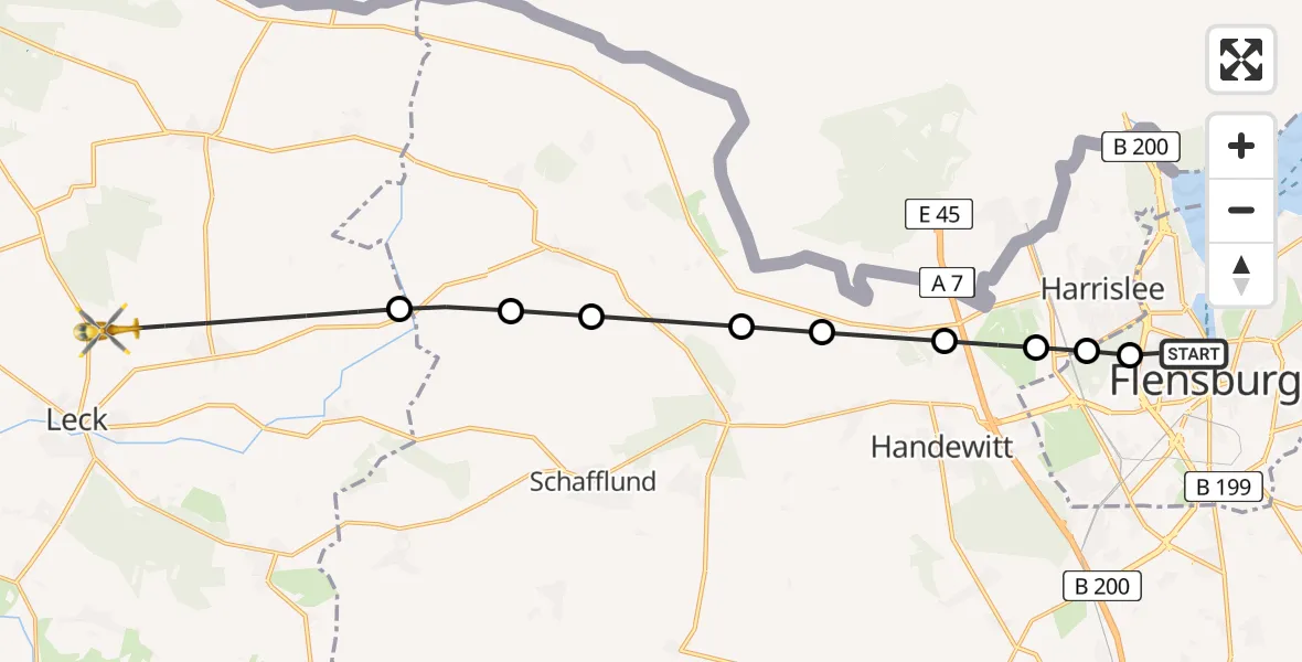 Routekaart van de vlucht: Rettungshubschrauber nach Leck, Marienstraße