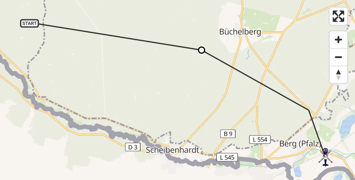 Routekaart van de vlucht: Polizeihubschrauber nach Berg (Pfalz), Ludwigstraße