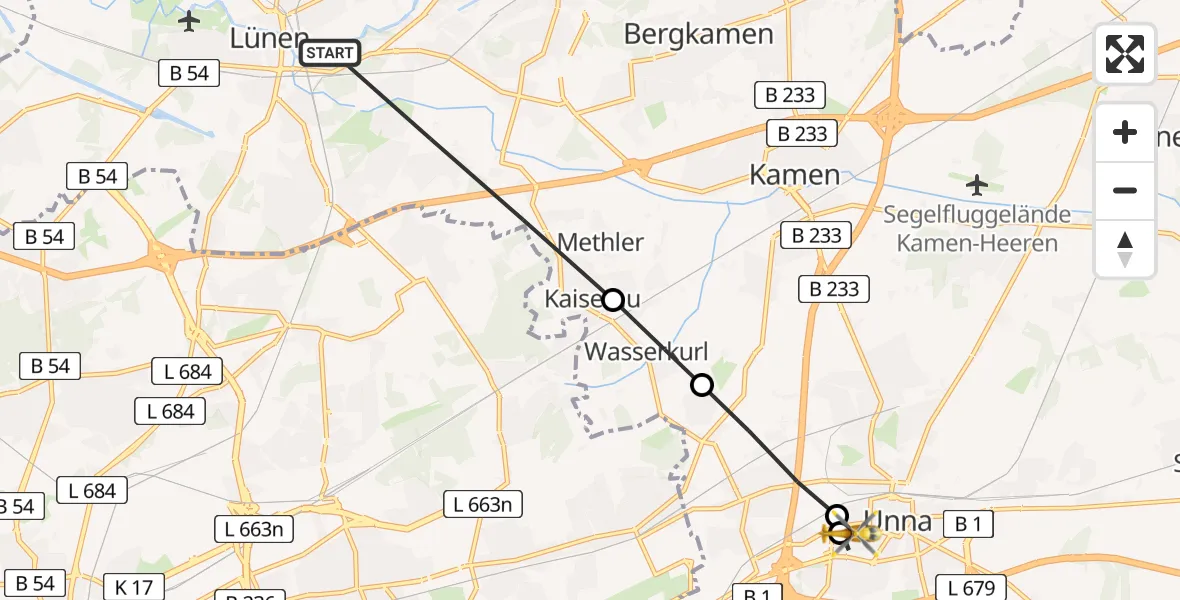 Routekaart van de vlucht: Rettungshubschrauber nach Christian Hospital Unna West