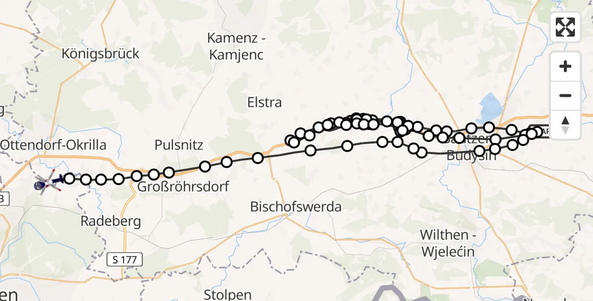 Routekaart van de vlucht: Polizeihubschrauber nach Grünberg, Weißenberger Straße