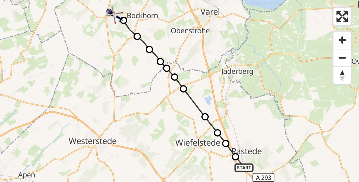 Flugroute Polizeihubschrauber Rastede - Astede, 20 März 2026, 12:34