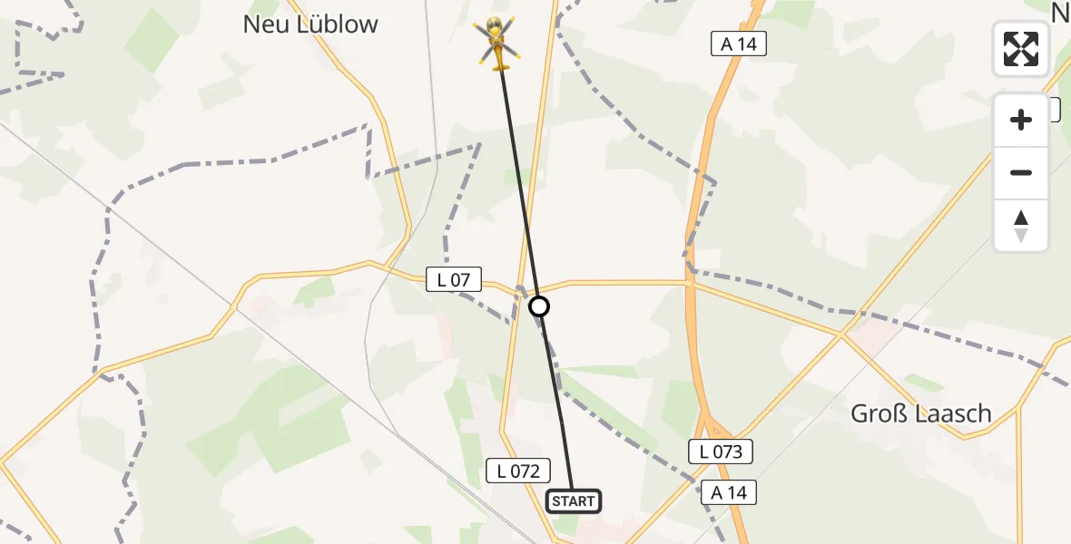 Routekaart van de vlucht: Rettungshubschrauber nach Wöbbelin, K 38