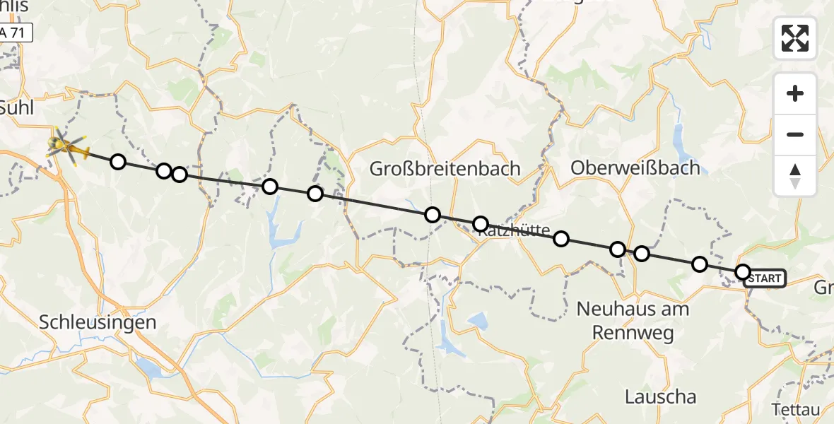 Flugroute Rettungshubschrauber Lippelsdorf - St. Kilian, 20 März 2026, 12:47