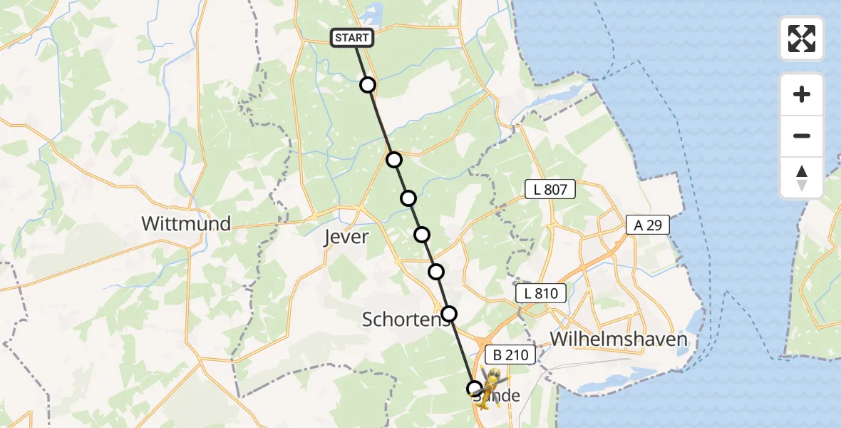 Routekaart van de vlucht: Rettungshubschrauber nach Sande, Ueckermünder Straße