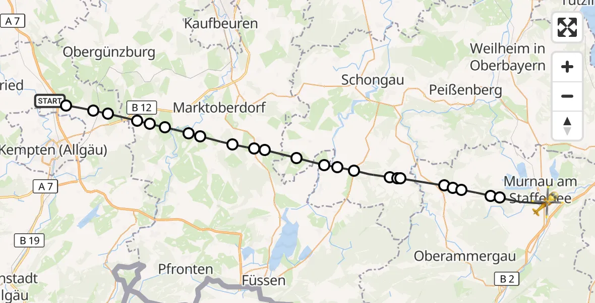 Flugroute Rettungshubschrauber Heising - Hechendorf, 20 März 2026, 13:28