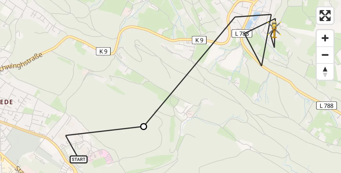 Routekaart van de vlucht: Rettungshubschrauber nach Bielefeld, Hanglehne