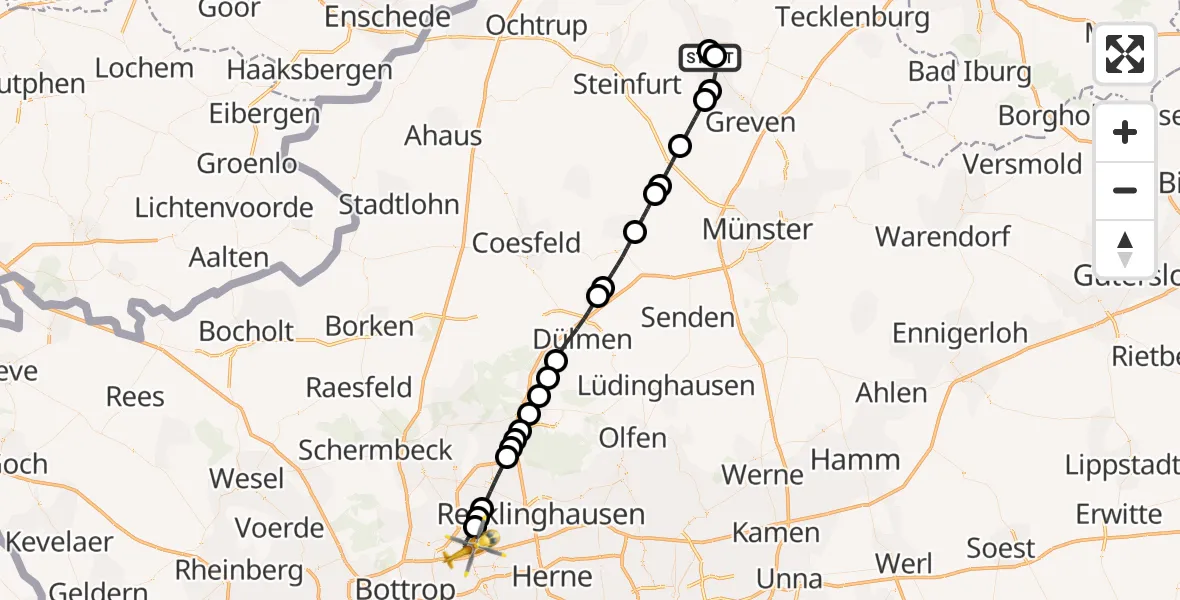 Routekaart van de vlucht: Ambulanzhubschrauber nach Gelsenkirchen-Nord, Schernerweg