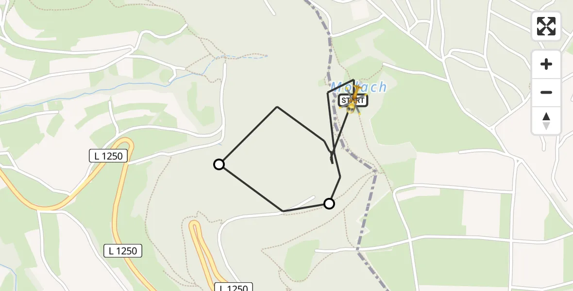 Flugroute Rettungshubschrauber Erkenbrechtsweiler - Erkenbrechtsweiler, 20 März 2026, 14:13