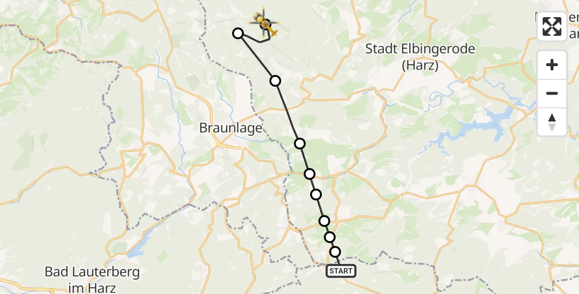 Flugroute Rettungshubschrauber Rothesütte - Ilsenburg, 20 März 2026, 14:35