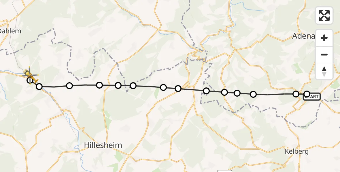 Flugroute Ambulanzhubschrauber Nürburgring Hubschrauberlandeplatz - Glaadt, 20 März 2026, 15:12