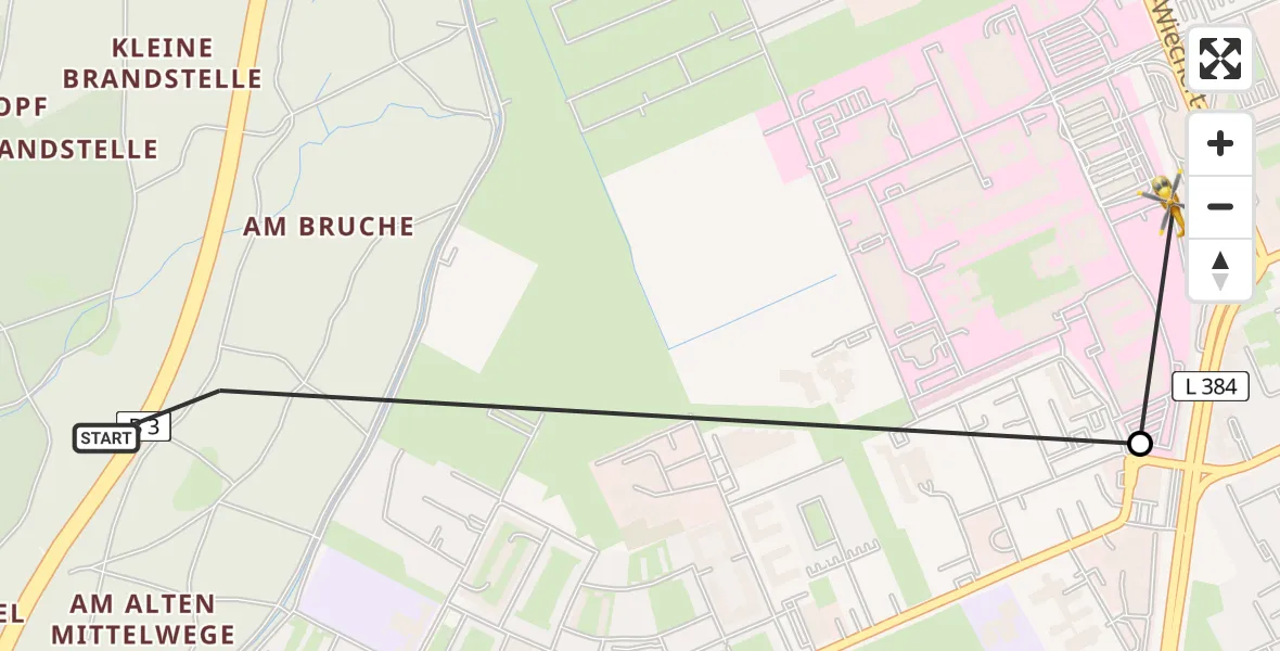 Flugroute Rettungshubschrauber Mitte - Hannover Luftrettung Hubschrauberlandeplatz (Christoph 4), 20 März 2026, 15:27