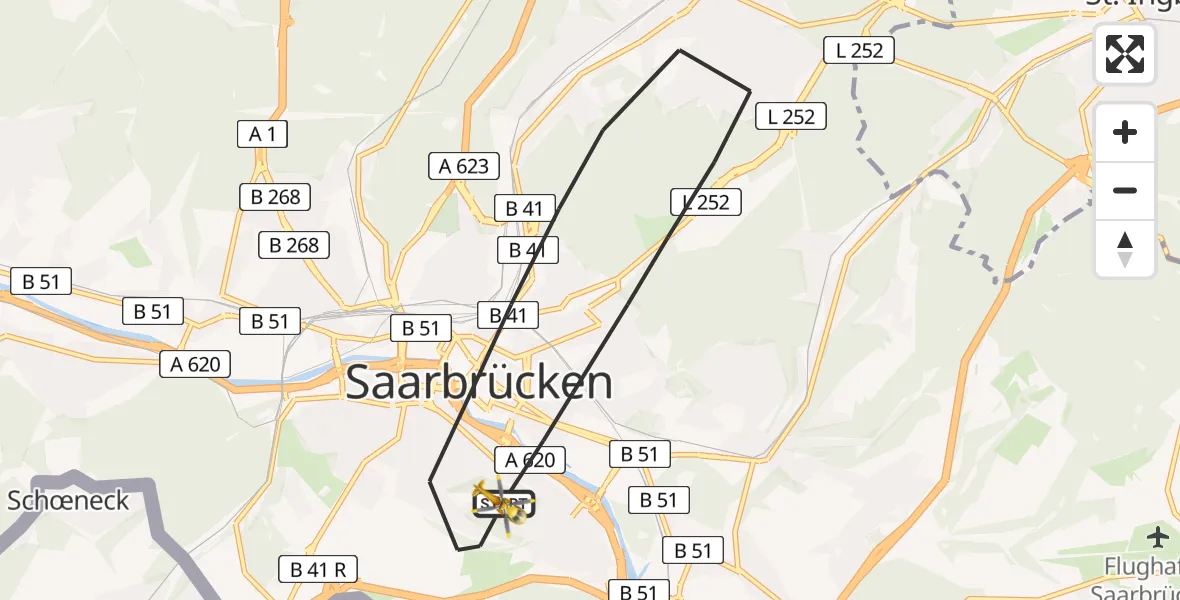 Flugroute Rettungshubschrauber Saarbrücken - Saarbrücken, 20 März 2026, 15:29