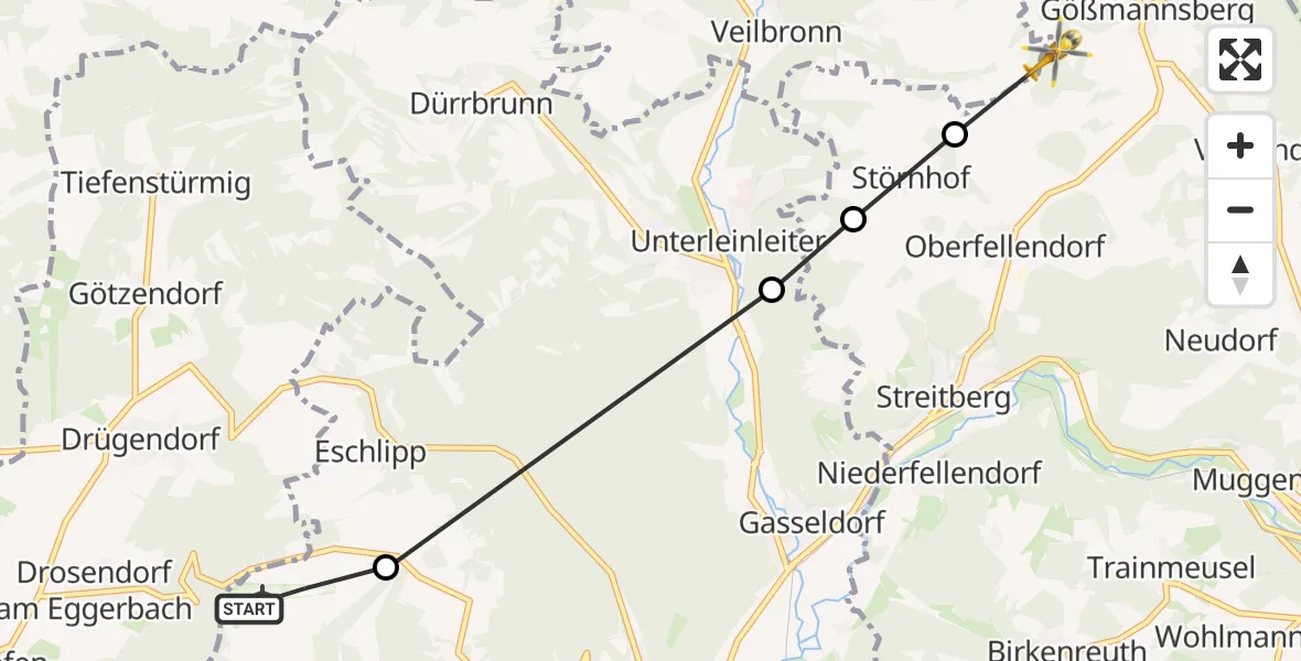 Flugroute Rettungshubschrauber Burg Feuerstein Flughafen - Gößmannsberg, 20 März 2026, 15:43