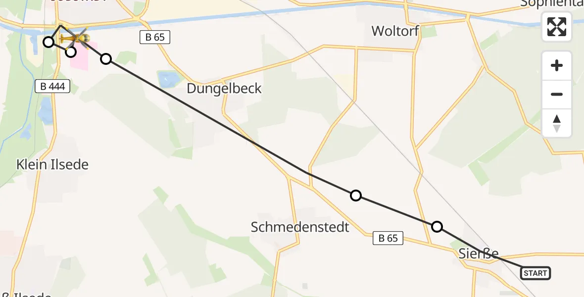 Flugroute Rettungshubschrauber Vechelde - Peine, 20 März 2026, 15:45