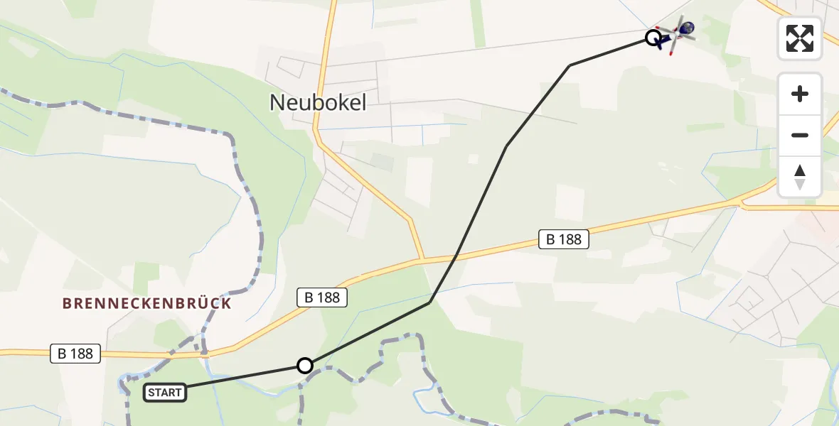 Flugroute Polizeihubschrauber Ettenbüttel - Gifhorn Bundespolizei Hubschrauberlandeplatz, 20 März 2026, 16:07