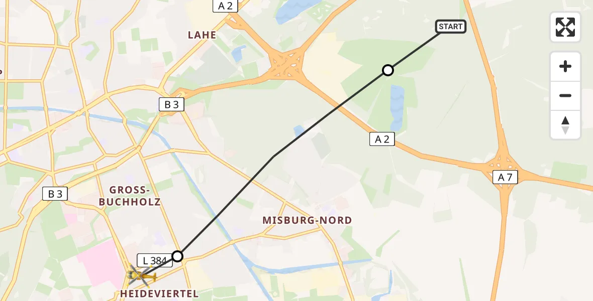 Flugroute Rettungshubschrauber Kirchhorst - Buchholz-Kleefeld, 20 März 2026, 16:28