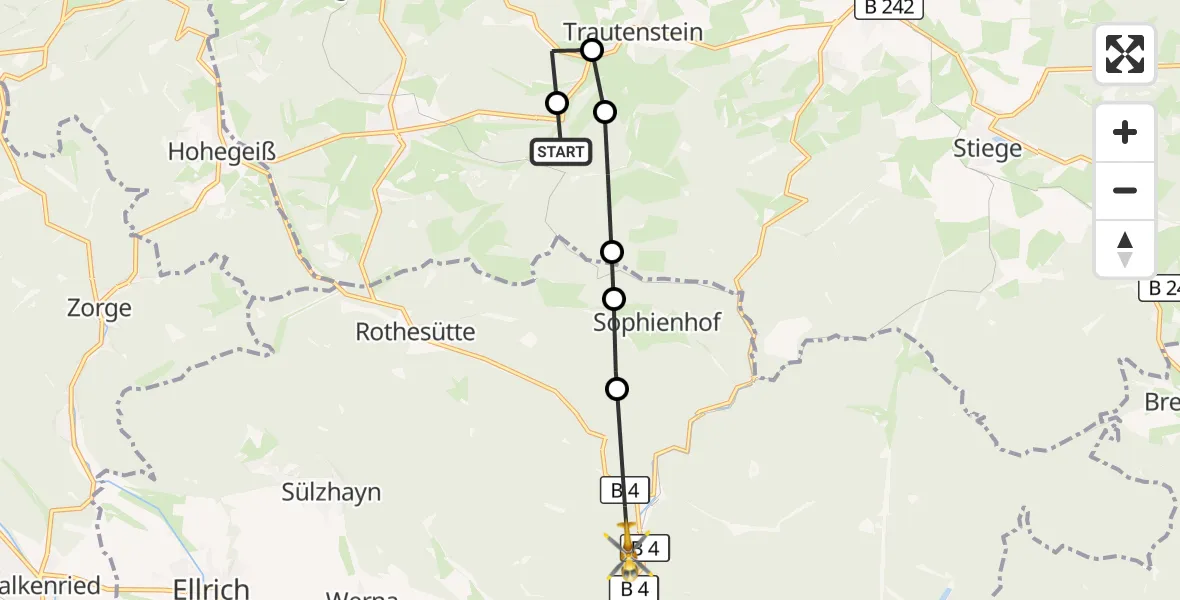 Flugroute Rettungshubschrauber Oberharz am Brocken - Ilfeld, 20 März 2026, 16:30