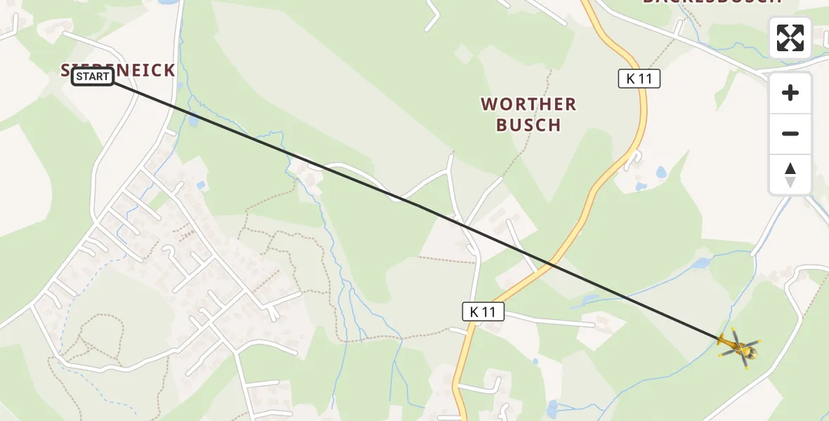 Flugroute Rettungshubschrauber Uellendahl-Katernberg - Uellendahl-Katernberg, 20 März 2026, 16:31