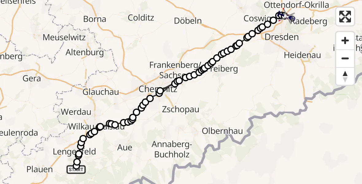 Routekaart van de vlucht: Polizeihubschrauber nach Dresden Flughafen