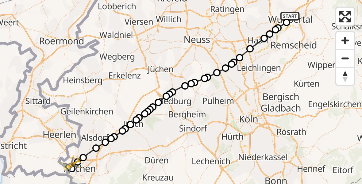 Flugroute Rettungshubschrauber Barmen - Aachen, 20 März 2026, 17:44
