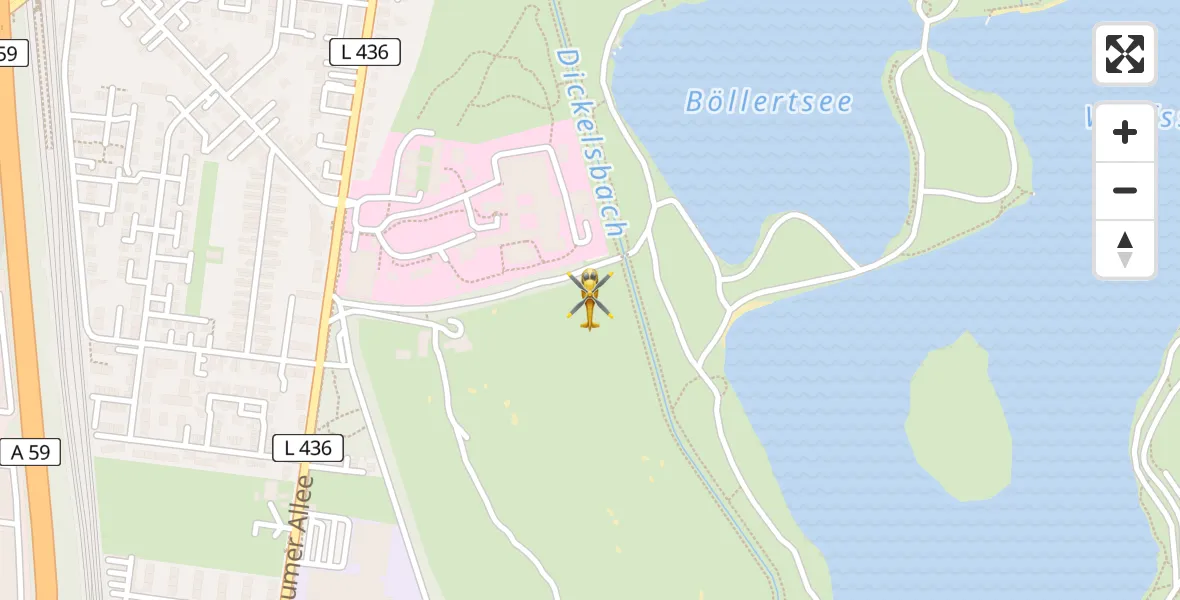 Flugroute Rettungshubschrauber Duisburg Air Rescue Hubschrauberlandeplatz (Christoph 9) - Duisburg Air Rescue Hubschrauberlandeplatz (Christoph 9), 20 März 2026, 19:40