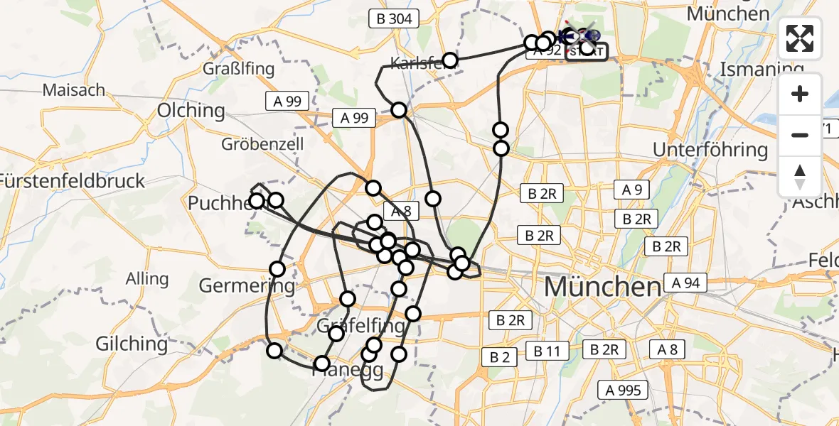 Flugroute Polizeihubschrauber Oberschleißheim - Schleissheim Flugplatz, 20 März 2026, 20:31
