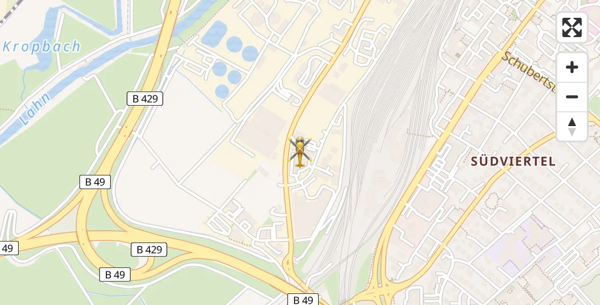 Routekaart van de vlucht: Rettungshubschrauber nach Gießen, Margaretenhütte