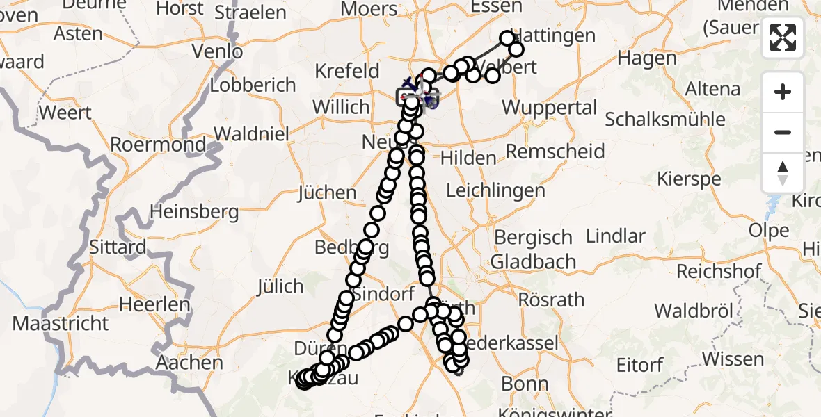 Routekaart van de vlucht: Polizeihubschrauber nach Düsseldorf Flughafen