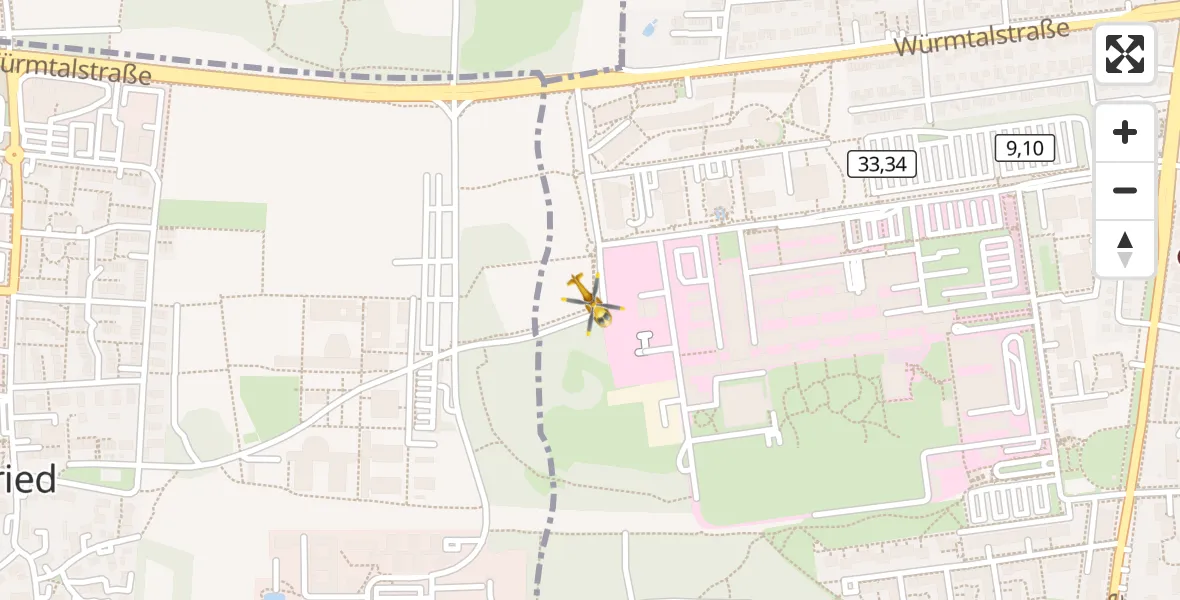 Flugroute Rettungshubschrauber DRF Air Rescue München Hubschrauberlandeplatz - DRF Air Rescue München Hubschrauberlandeplatz, 21 März 2026, 02:38