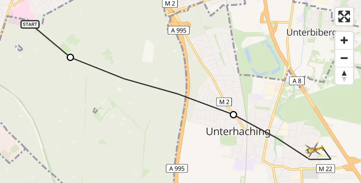 Routekaart van de vlucht: Rettungshubschrauber nach Unterhaching, Schallmoserweg