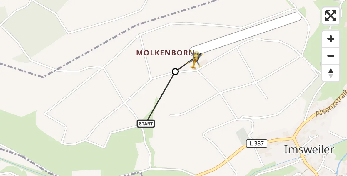Routekaart van de vlucht: Rettungshubschrauber nach Imsweiler UL