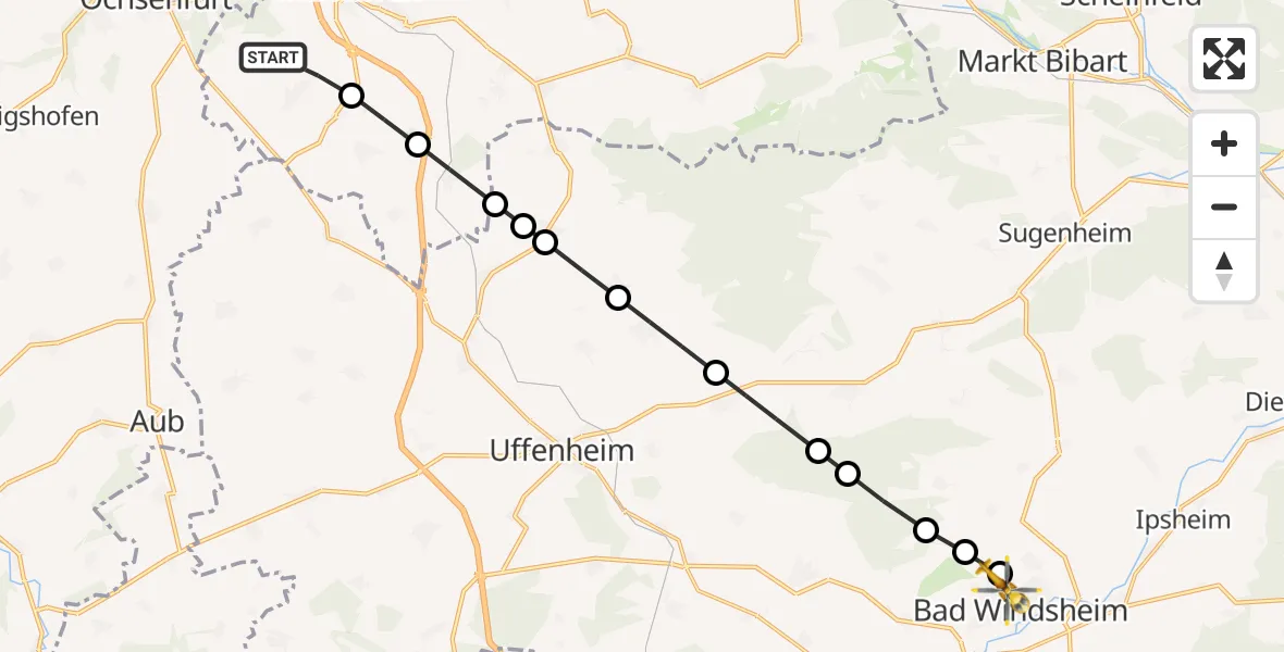 Routekaart van de vlucht: Rettungshubschrauber nach Bad Windsheim, Schwarzallee