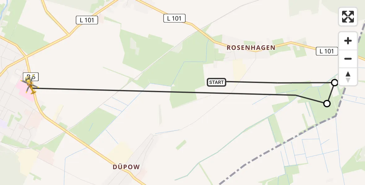 Flugroute Rettungshubschrauber Perleberg - Perleberg, 21 März 2026, 07:31