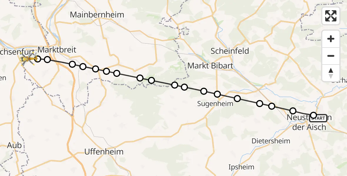 Routekaart van de vlucht: Rettungshubschrauber nach Ochsenfurt, Am Greinberg
