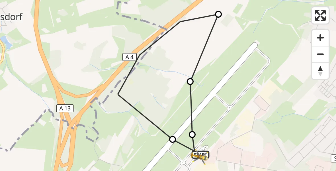 Flugroute Rettungshubschrauber Dresden Bundespolizei Hubschrauberlandeplatz - Dresden Bundespolizei Hubschrauberlandeplatz, 21 März 2026, 09:06