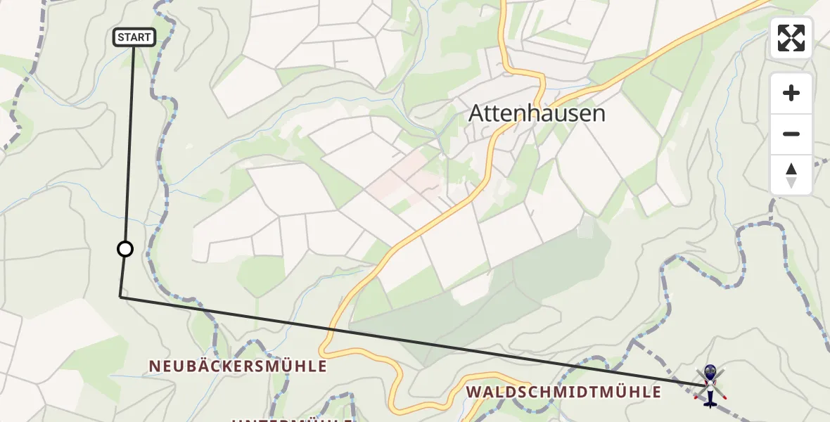 Flugroute Polizeihubschrauber Attenhausen - Roth, 21 März 2026, 09:10