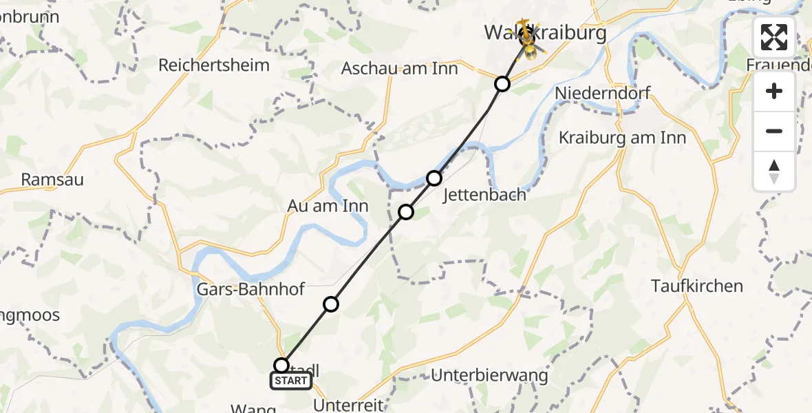 Routekaart van de vlucht: Rettungshubschrauber nach Sankt Erasmus, Graslitzer Straße