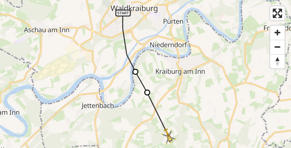Routekaart van de vlucht: Rettungshubschrauber nach Taufkirchen