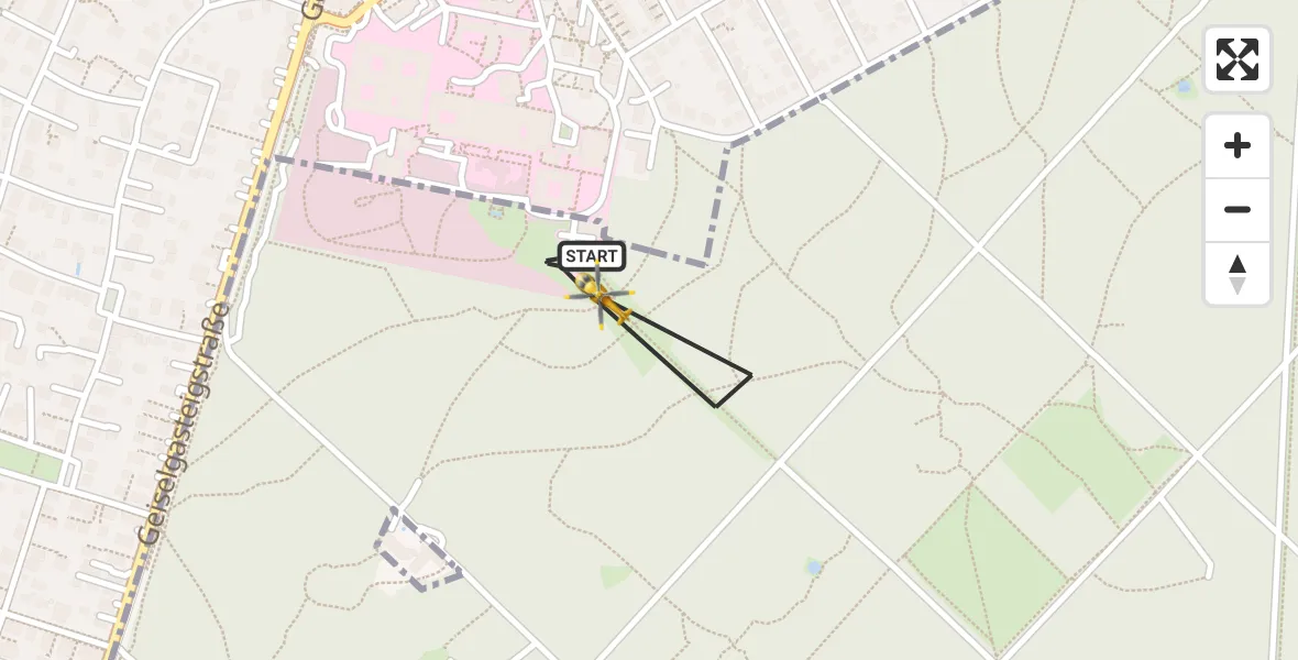 Flugroute Rettungshubschrauber ADAC Air Rescue Center Hubschrauberlandeplatz (Christoph 1) - ADAC Air Rescue Center Hubschrauberlandeplatz (Christoph 1), 21 März 2026, 10:55