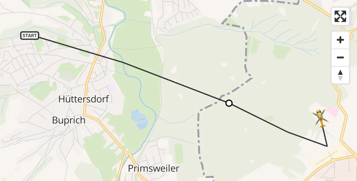 Flugroute Rettungshubschrauber Schmelz - Lebach, 21 März 2026, 11:25