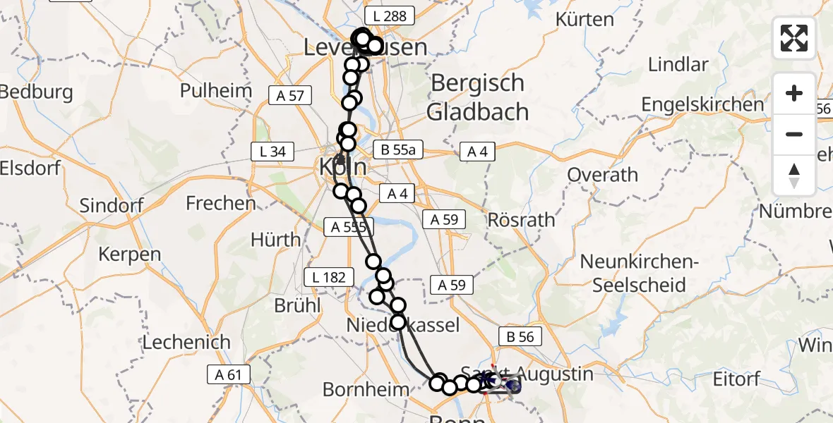 Flugroute Polizeihubschrauber Sankt Augustin - Sankt Augustin, 21 März 2026, 11:37