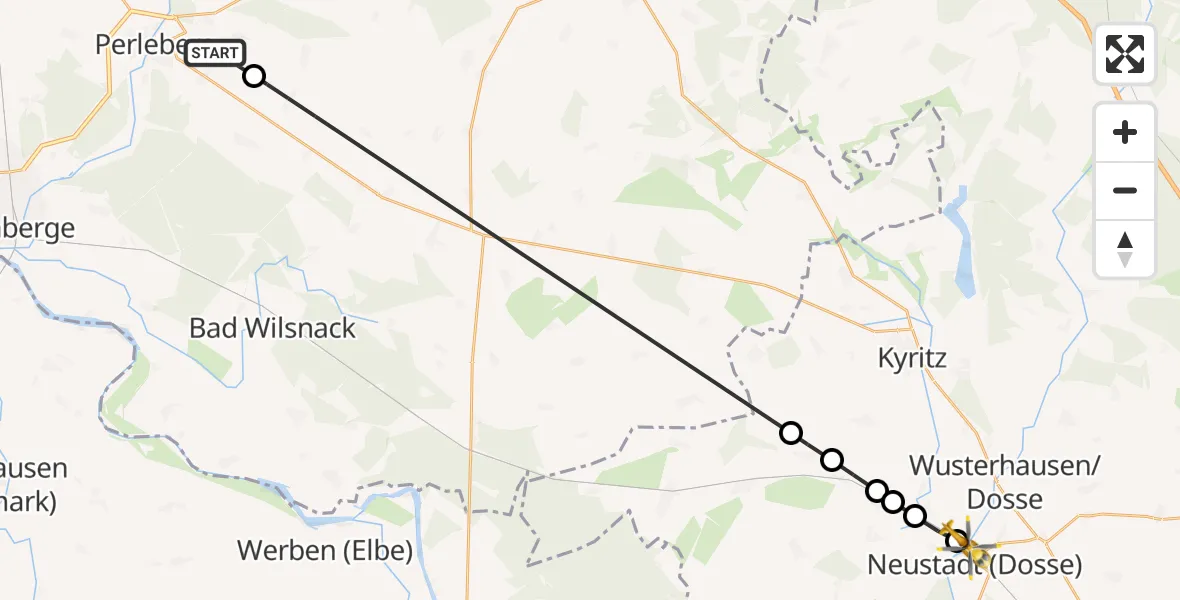 Flugroute Rettungshubschrauber Perleberg - Spiegelberg, 21 März 2026, 13:27