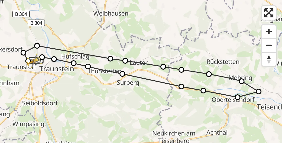 Flugroute Rettungshubschrauber Traunstein Hospital - Traunstein Hospital, 21 März 2026, 13:39