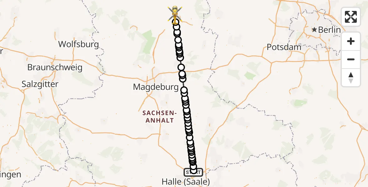 Routekaart van de vlucht: Rettungshubschrauber nach Stendal, Wendstraße