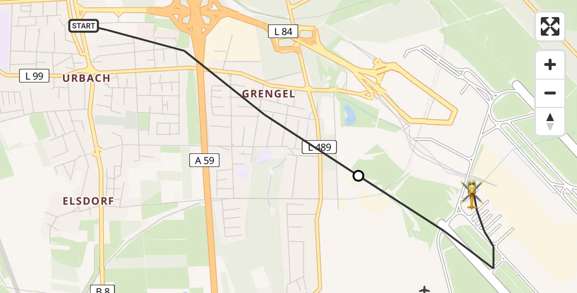 Routekaart van de vlucht: Rettungshubschrauber nach Köln Bonn Flughafen