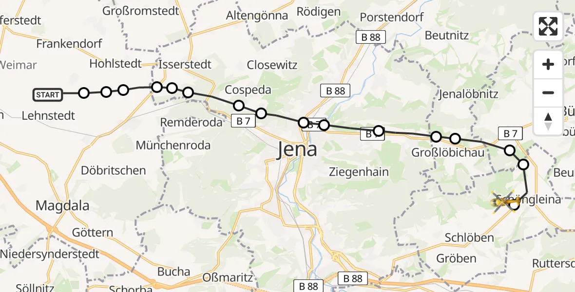 Routekaart van de vlucht: Rettungshubschrauber nach Zinna, Jenscher Weg