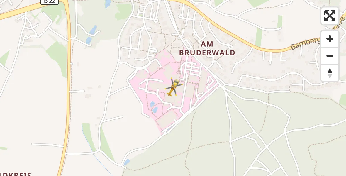 Flugroute Rettungshubschrauber Bamberg Hospital - Bamberg Hospital, 21 März 2026, 14:49